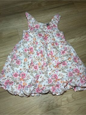 OshKosh B'gosh White Floral Sundress with Pink and Orange Flowers